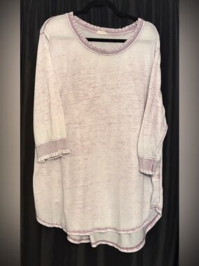 Light Lavender Ruffle Trim Tunic Top